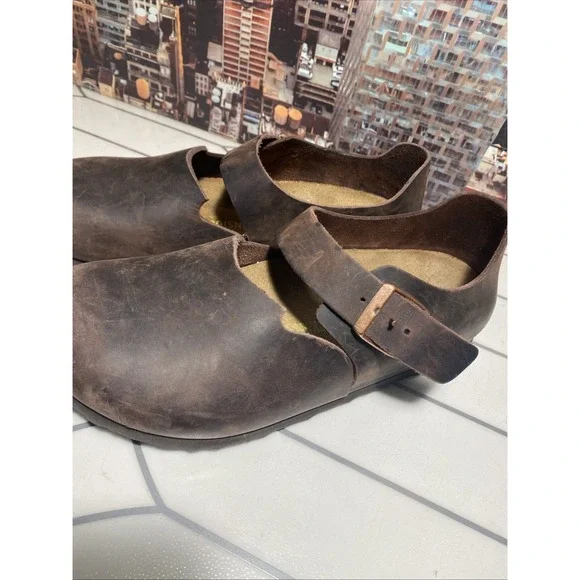 Birkenstock London Leather Clogs Slides Men's Eur 39 US 8 Made in Germany - Picture 3 of 10